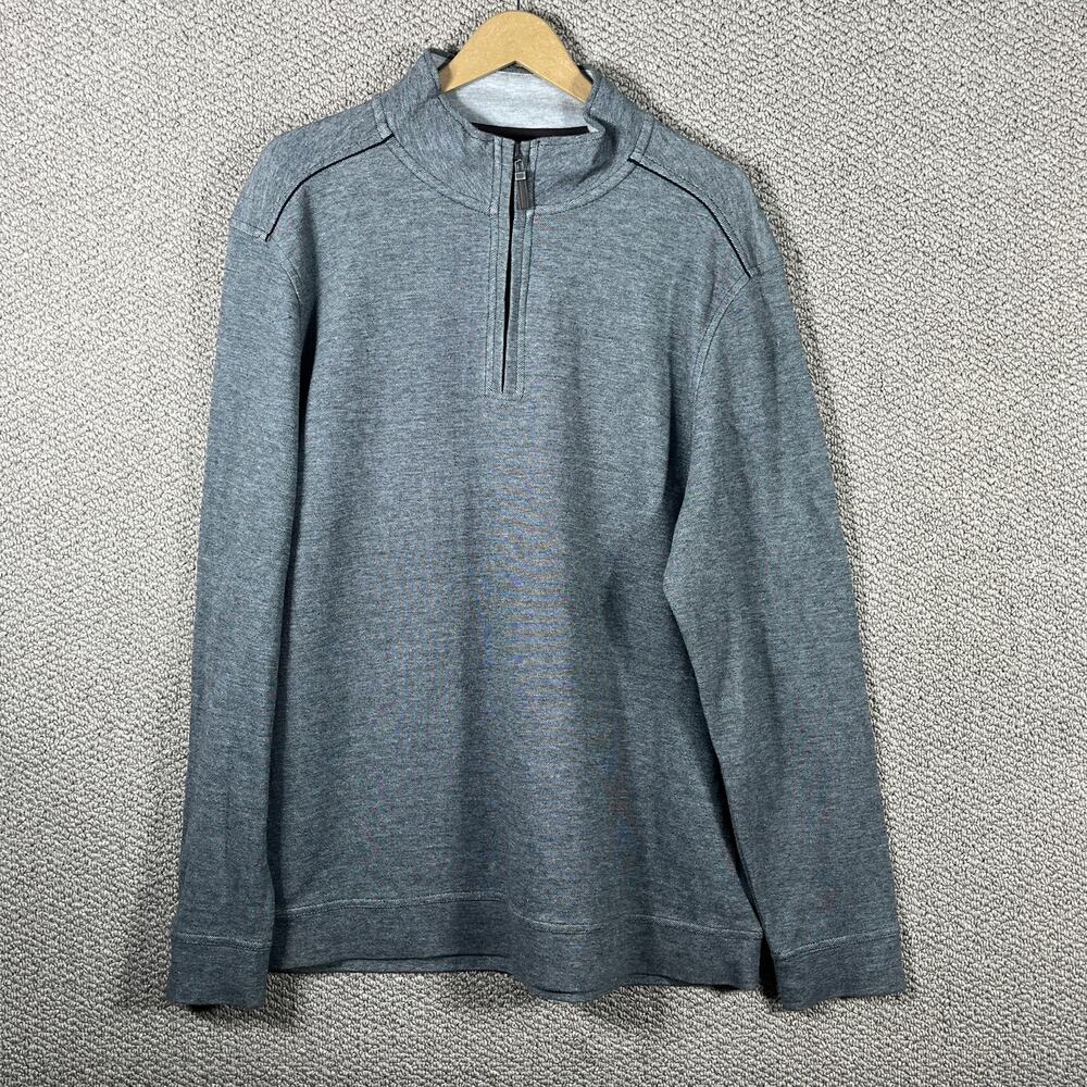 Tasso Elba Sweater Mens Large Gray Quarter Zip Long Sleeves Pullover‎ Casual